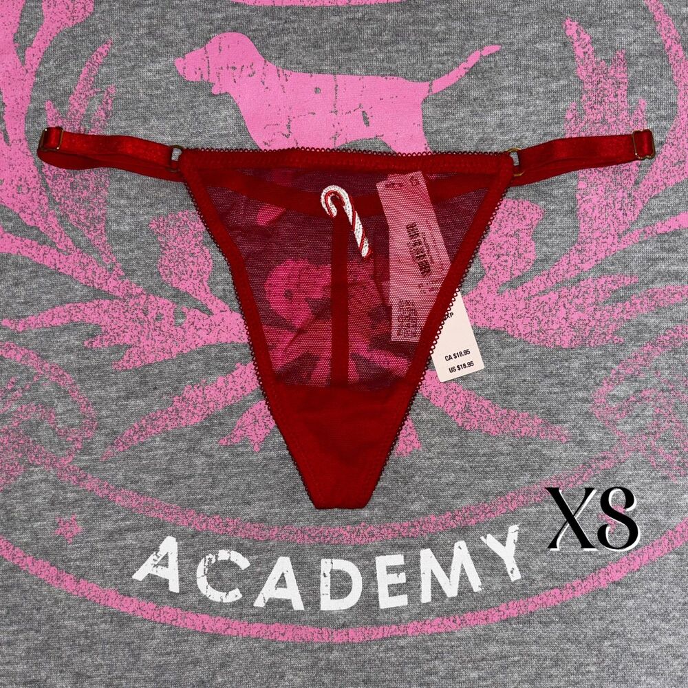 NWT New Victoria’s Secret Adjustable G String Thong Panties Holiday Red XS